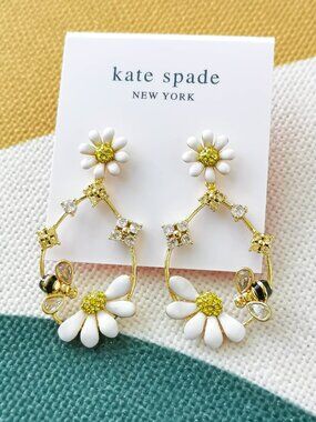 Kate Spade dazzling daisies hoops Earrings NEW